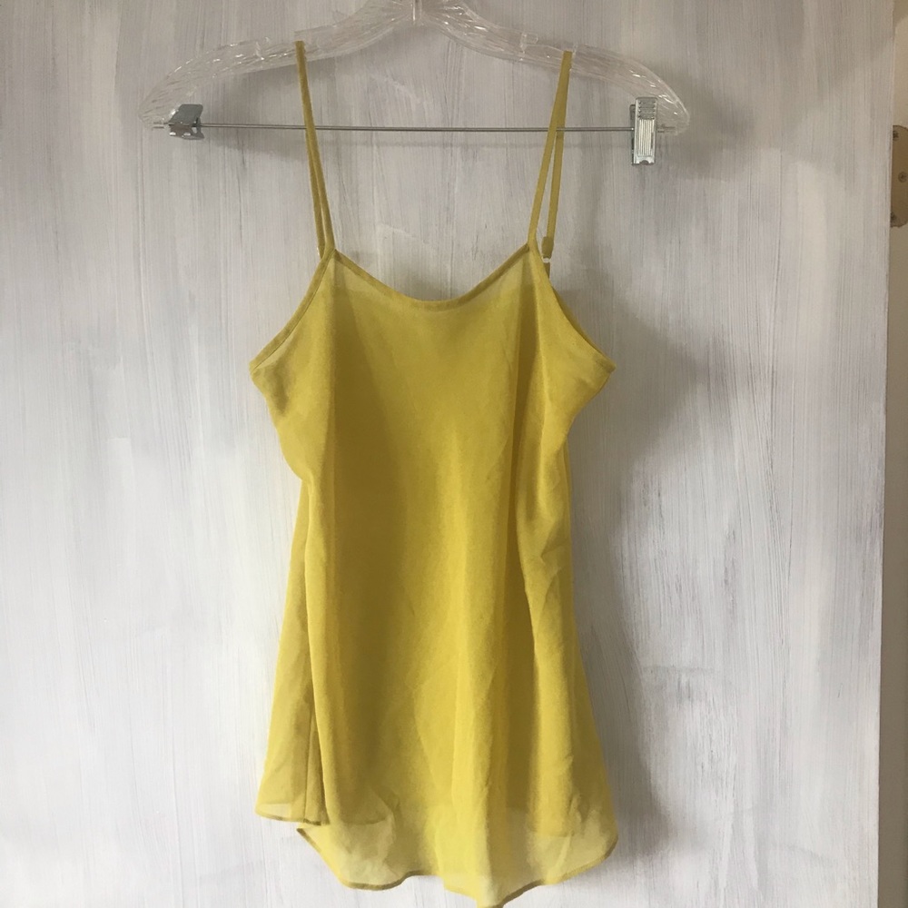Sheer yellow tank with adjustable straps